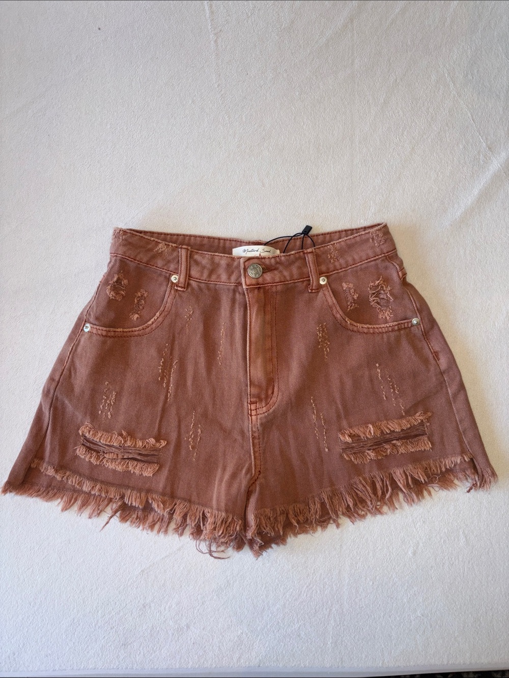 Mustard Seed Rust-Tone Distressed Denim Shorts